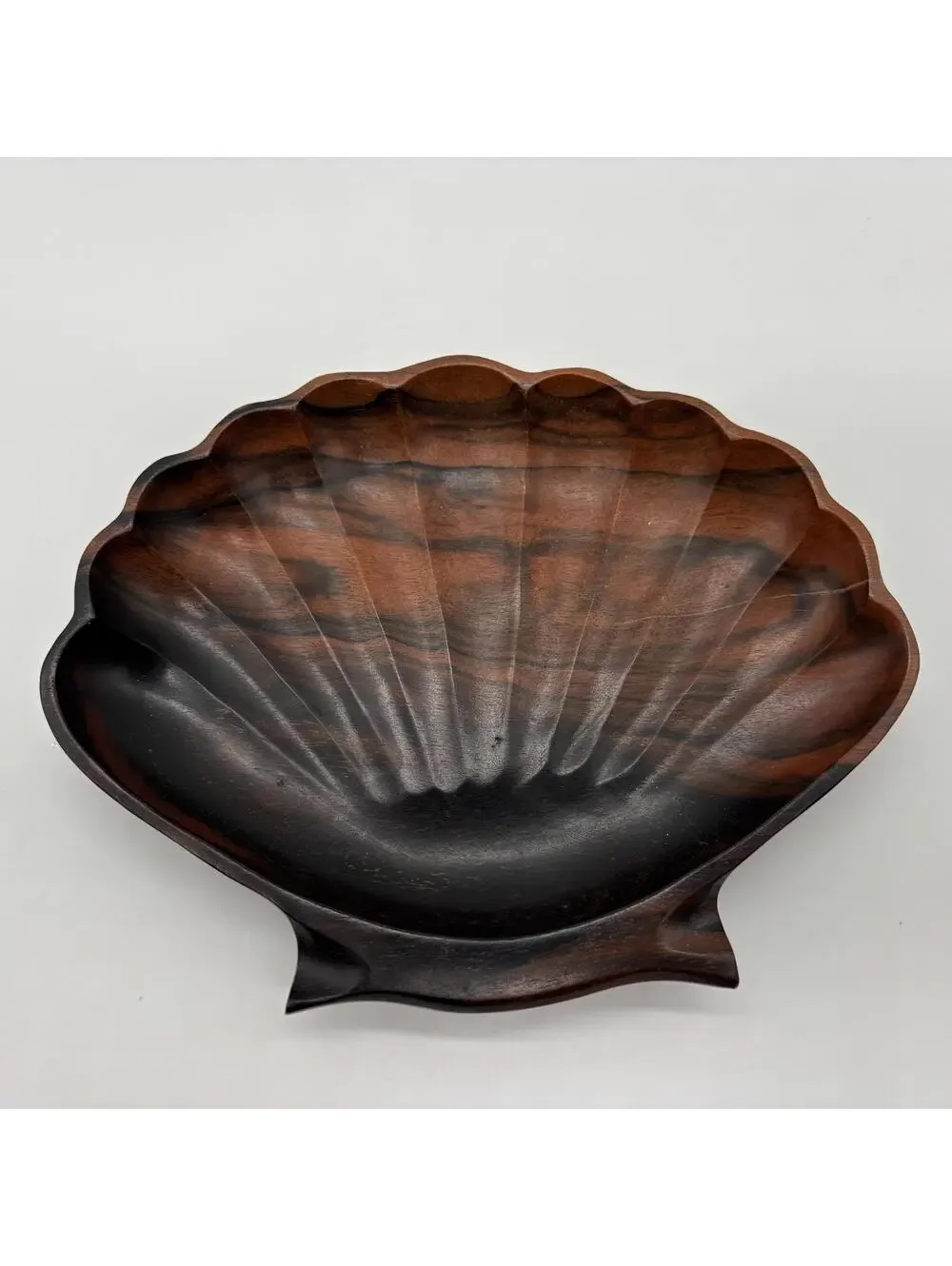 VTG Teak Shell Trinket Dish Tray MCM Cottage Core Coastal Marine Sea Ocean Beach